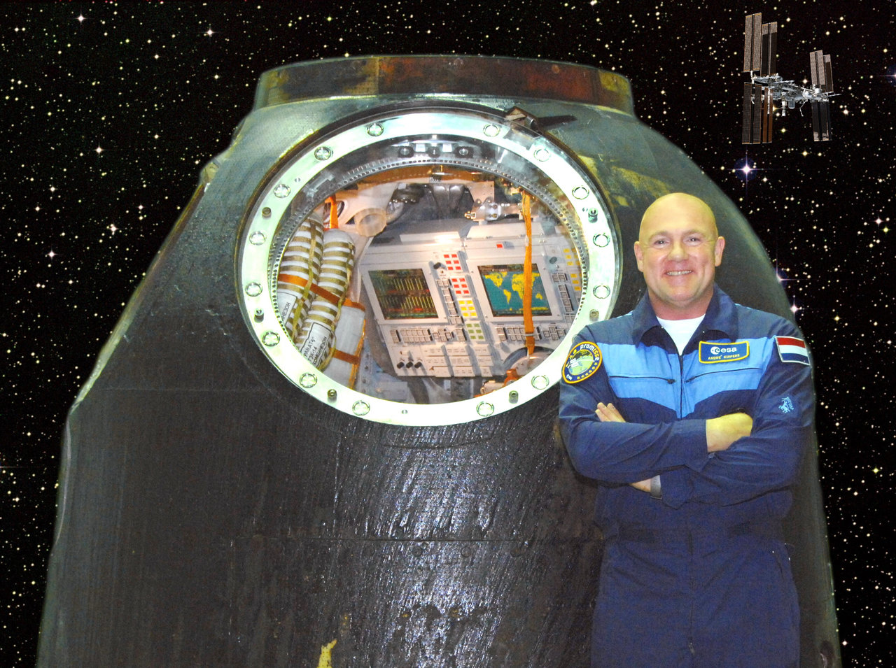 Ruimtecapsule waarmee ESA-astronaut André Kuipers zijn reis naar het International Space Station (ISS) maakte 
