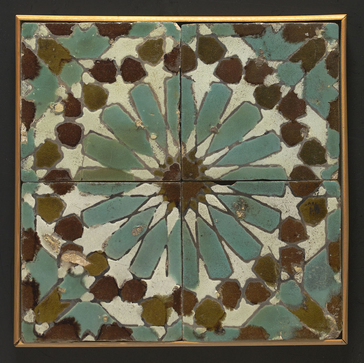 Tegelveld in cuerda-secatechniek met geometrisch patroon, Spanje, 15de eeuw
