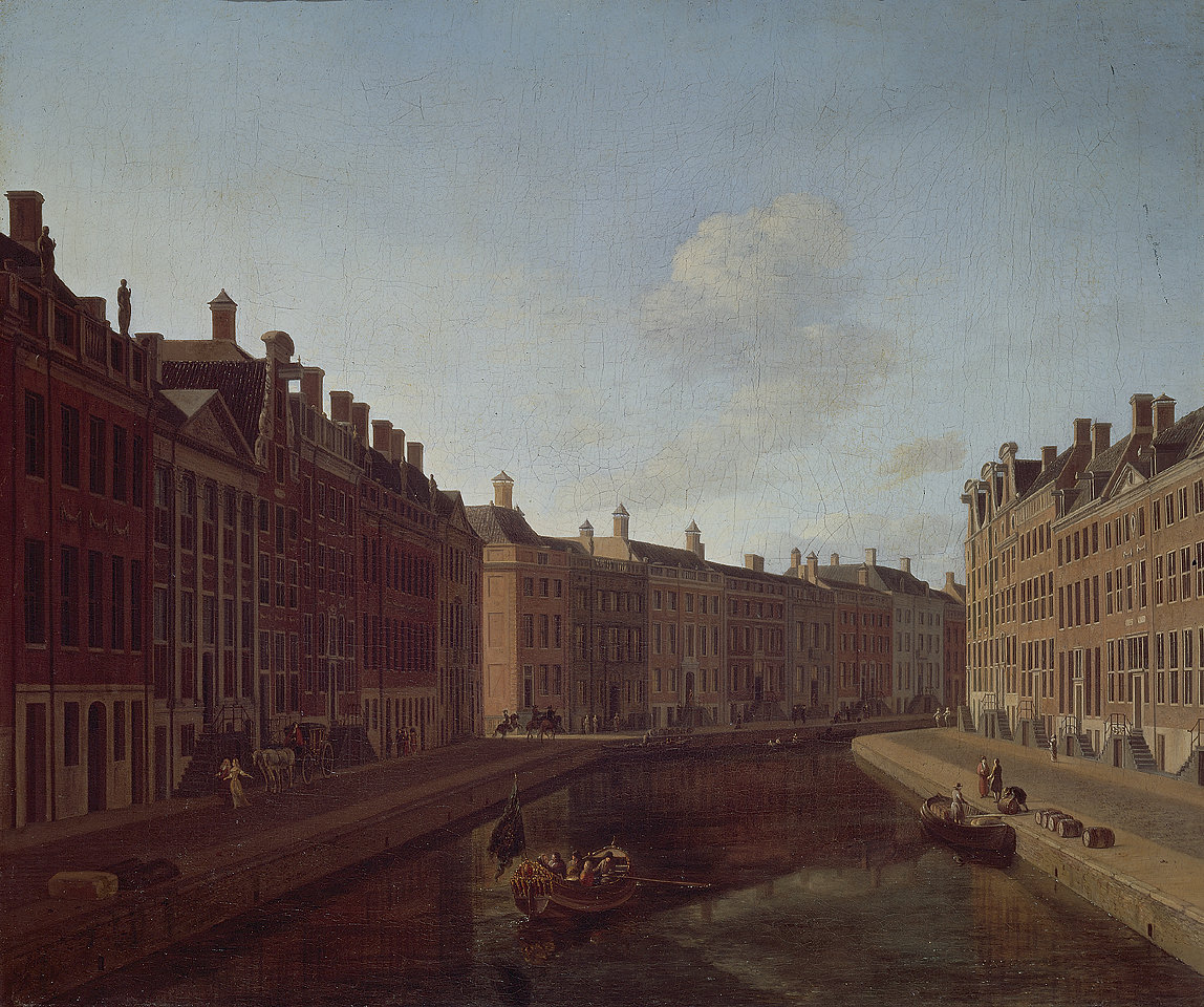 De bocht in de Herengracht vanaf de brug van de Vijzelstraat