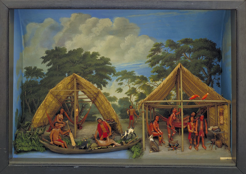 Diorama nederzetting Karaïben Suriname 1834 Gerrit Schouten