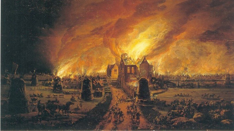 Schilderij van de Grote brand van de Rijp in 1654